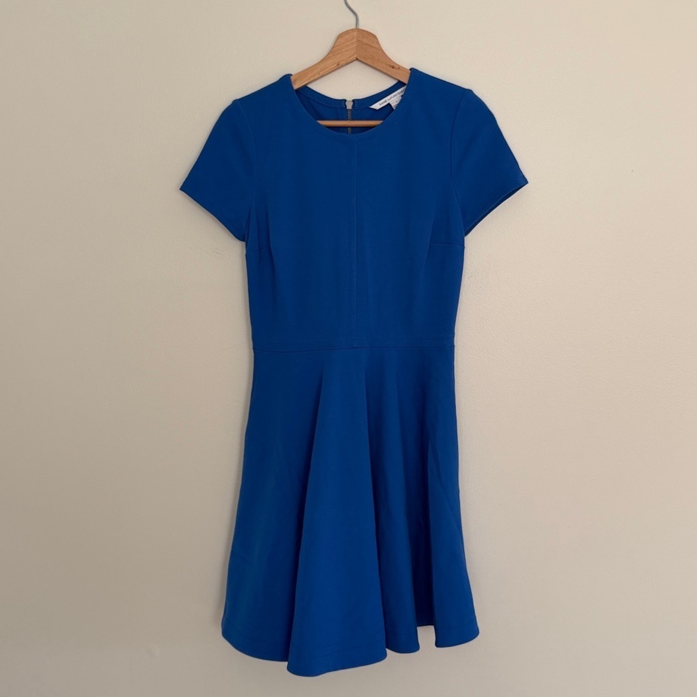 Diane Von Furstenberg Ivana Ponte Knit Stretch Fit & Flare Blue Dress - Picture 6 of 9